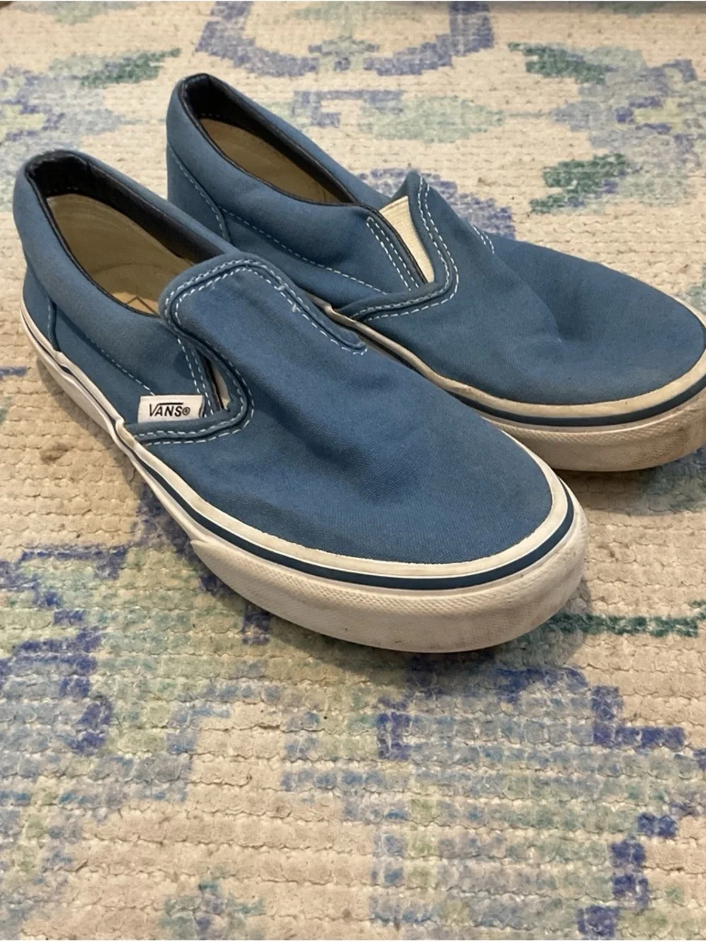 Vans Kids Classic Slip-On Canvas Sneakers in Blue